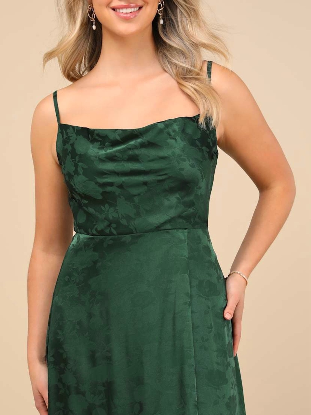 LULUS Floral Satin Sleeveless Soft Girl Fairycore Wedding Guest Formal Gown M - Picture 10 of 11